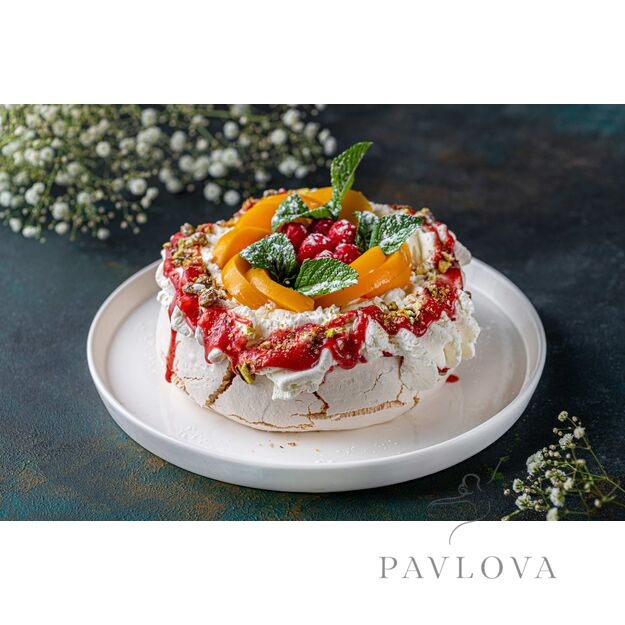 Tortas Pavlova su pistacijomis